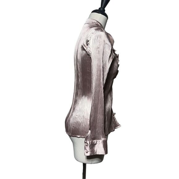 Puane Crinkle Ruffled Blouse with Pearl Buttons Size M - Picture 3 of 5